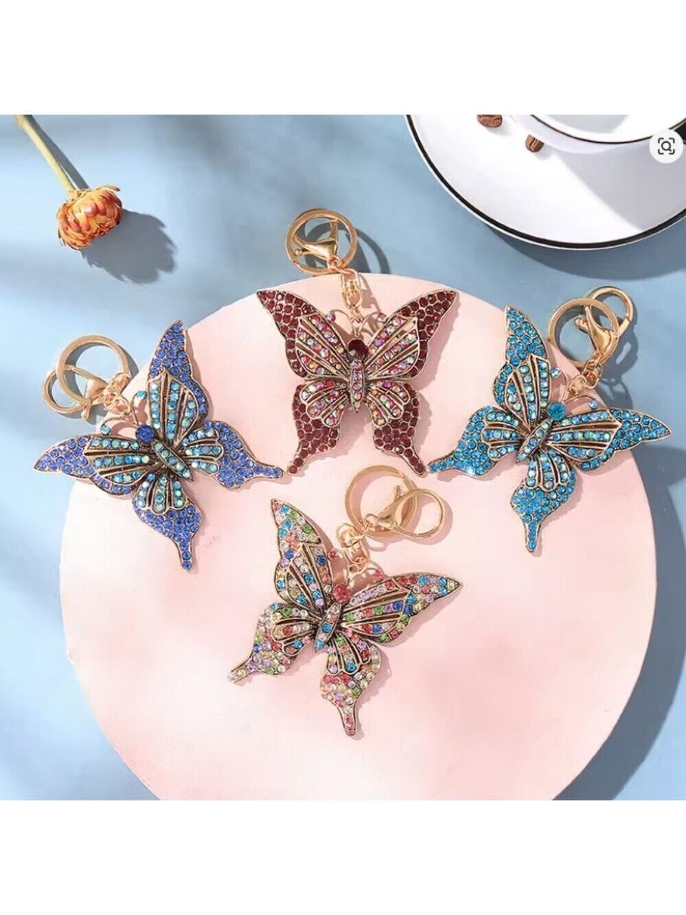 Crystal Hollow Butterfly Metal European And American Keychain Pendant Creative - Picture 3 of 6